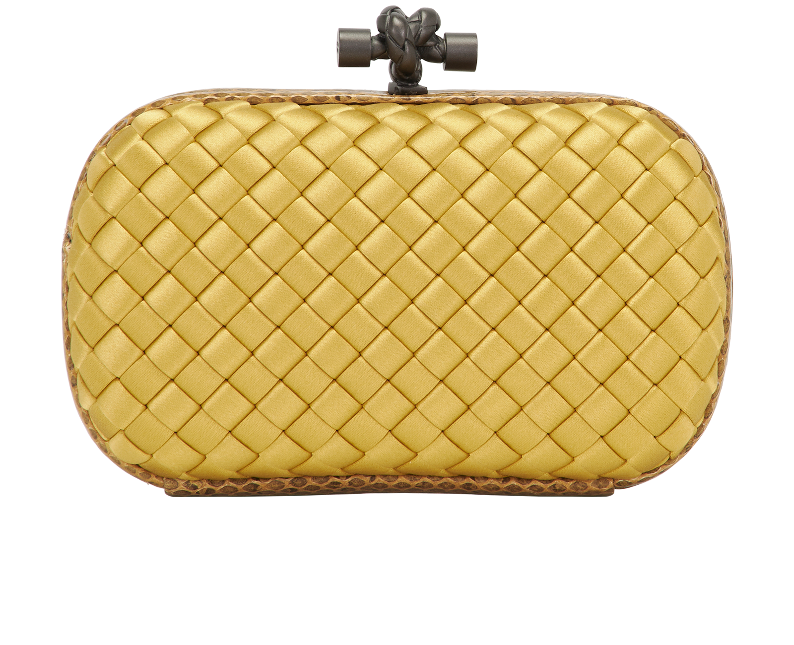 Knot Clutch, &pound;750, Handbags, Gold, Python/Satin, Back view